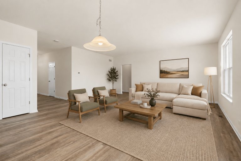 Gerstad Builders Truman floor plan living area with open layout, family-friendly design, and natural light-filled space.
